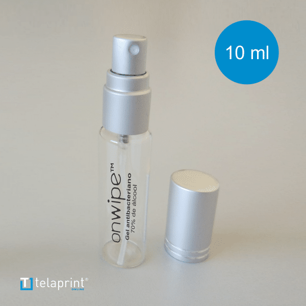 Álcool Gel frasco spray</br>tampa alumínio 10 ML